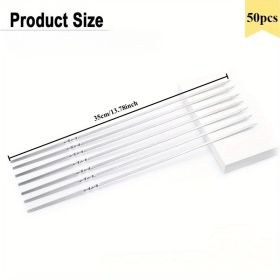 50Pcs 14" Kabob Skewers for Grilling with Push Bar Double Pronged Anti-Roll Flat BBQ Skewers for Grilling Stainless Steel Reusable Kebab Skewers for M (number: 50pcs)