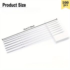 50Pcs 14" Kabob Skewers for Grilling with Push Bar Double Pronged Anti-Roll Flat BBQ Skewers for Grilling Stainless Steel Reusable Kebab Skewers for M (number: 100pcs)